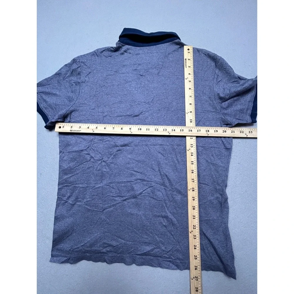 Banana Republic Polo Shirt 100% Cotton Heather Blue Large Mens